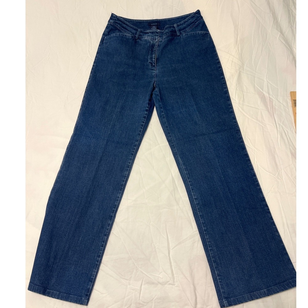 Westbound Womens Wide Leg Jeans Blue Medium Wash High Rise Stretch 10 Long